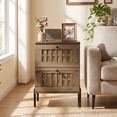 thumbnail image 6 of Gymax 2PCS-Nightstand w/2 Woven Storage DrawersMetal Support LegsBedroomRustic Oak, 6 of 10