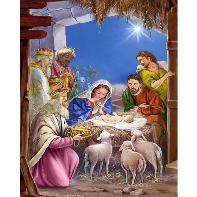 Wdftyju Punto de cruz completo Natividad 11CT Estampado DIY Kits de bordado Costura impresa Wdftyju 5tm7vn6ky4eu7zv1