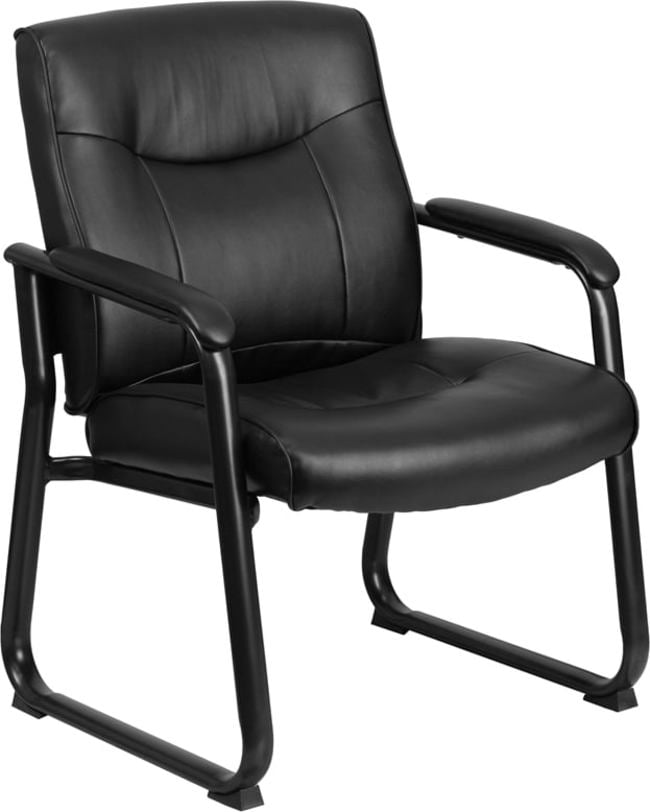 Black basyx by HON VL690 Series Guest Chair with Sled Base and Padded Arms 