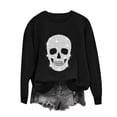 thumbnail image 4 of Oversized Womens Halloween Sweatshirt Skull Graphic Crew Neck Pullover Long Sleeve Loose Fit Casual Fall Winter Tops Ribbed Cuffs and Hem Cozy Streetwear Graphic Sweatshirt, 4 of 6
