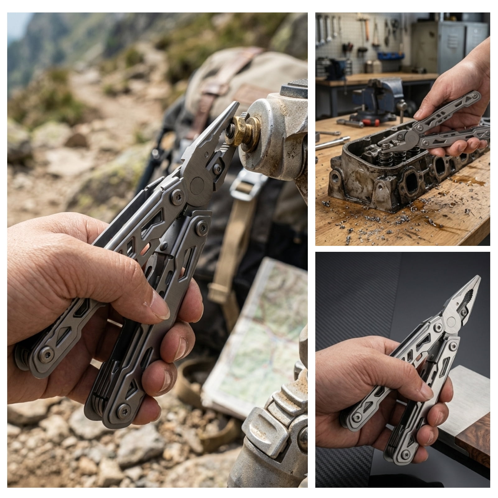 14-in-1 Multitool with Knife -Stainless Steel Multi-Functional EDC Tool  for Men,Ideal Gear with Tools for Camping Hiking,Survival, EDC- Best Gifts for Dad Husband Boyfriend