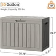 thumbnail image 2 of Outdoor Storage Box, 50 Gallon Waterproof Resin Deck Box, Storage Bin for Package Delivery, Patio Furniture Cushion, Garden Tools, Pool Accessories, Weatherproof and UV Resistant, Grey, 2 of 8