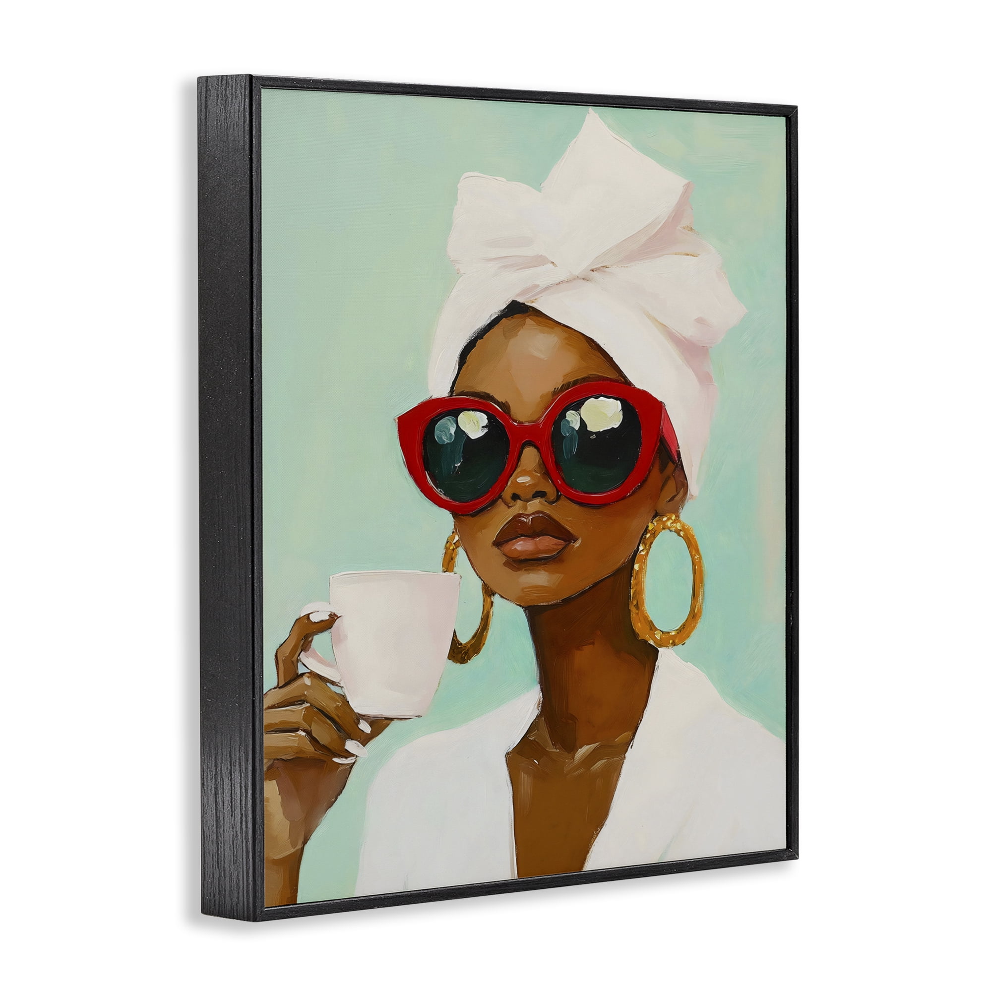 Stupell Industries Coffee Lover in Red Sunglasses Black Framed Giclee Art, design by The Prints Vibe