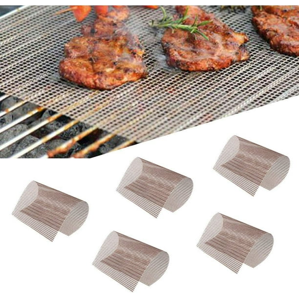 BBQ Grill Mesh Mat Set of 5 Non Stick Barbecue Grill Sheet Liners