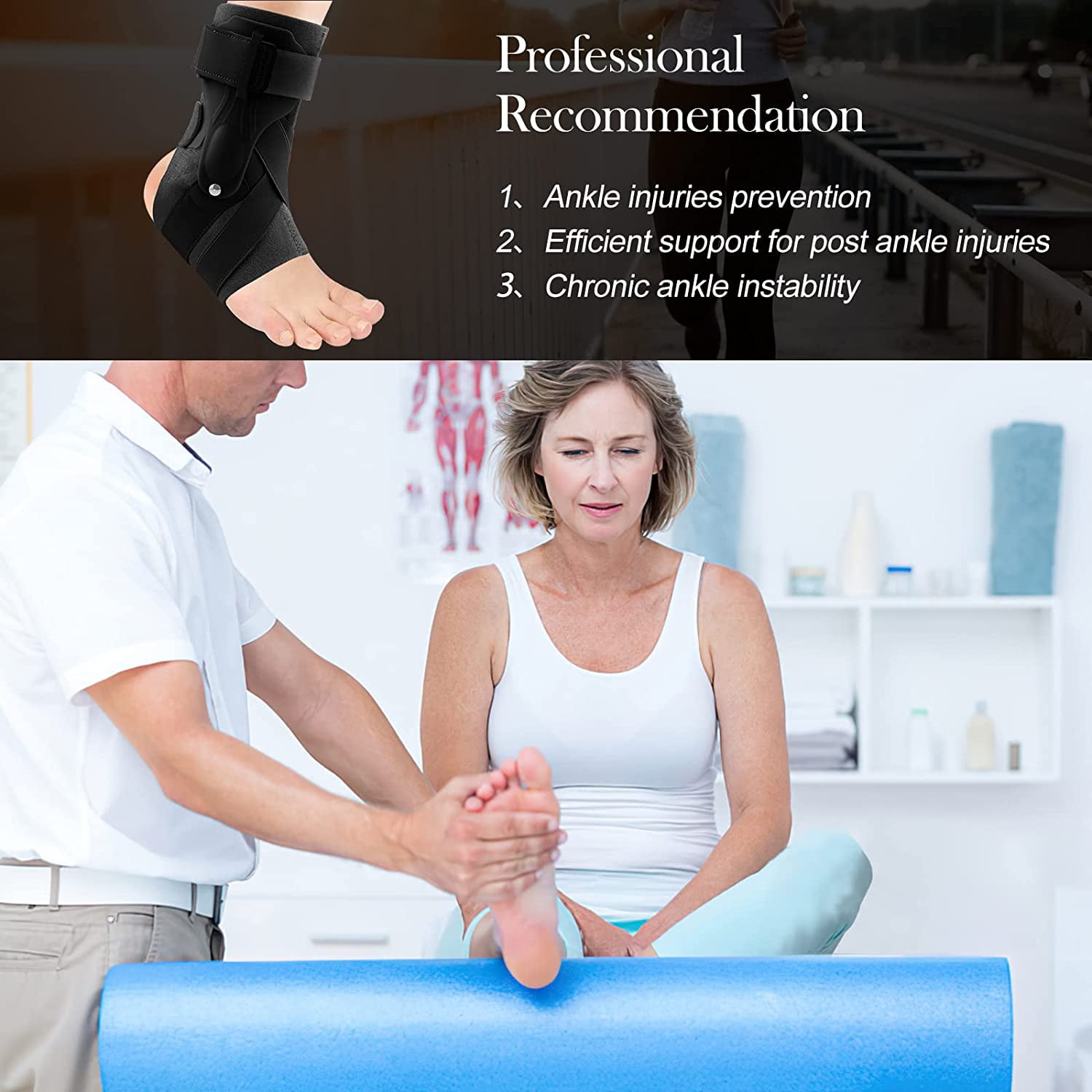 Ankle Support Brace for Ankle Sprains for Men Women, Sprained Brace for Basketball Soccer Volleyball-S