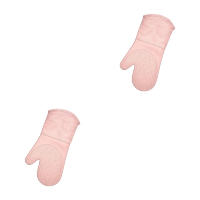 Ounissouiy Manoplas de silicona para horno, guantes para agarradera de cocina, juego de cocina para barbacoa, lavable en microondas, Rosa 2piezas