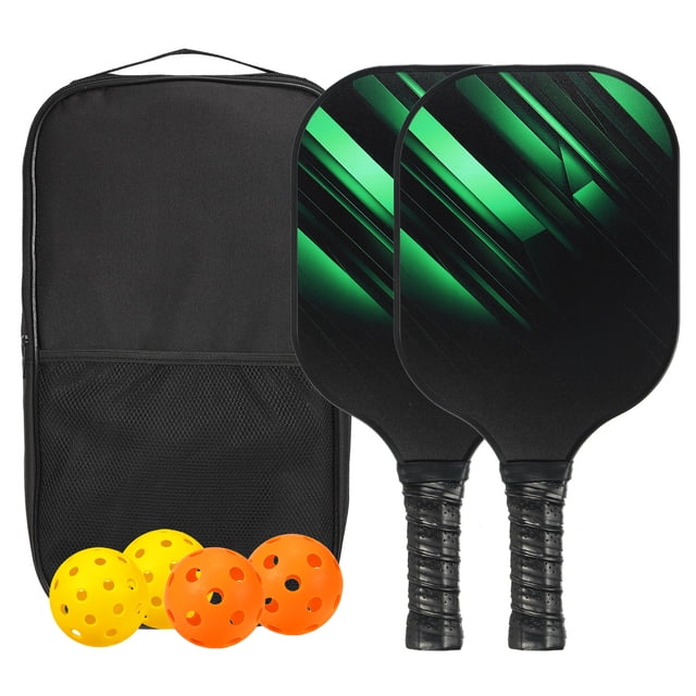Uxcell Pickleball Paddles Set, Light Fiberglass Pickleball Set Black Green