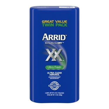 Arrid XX Extra Extra Dry Ultra Clear Aerosol Antiperspirant Deodorant, Ultra Fresh, Twin Pack 6 oz