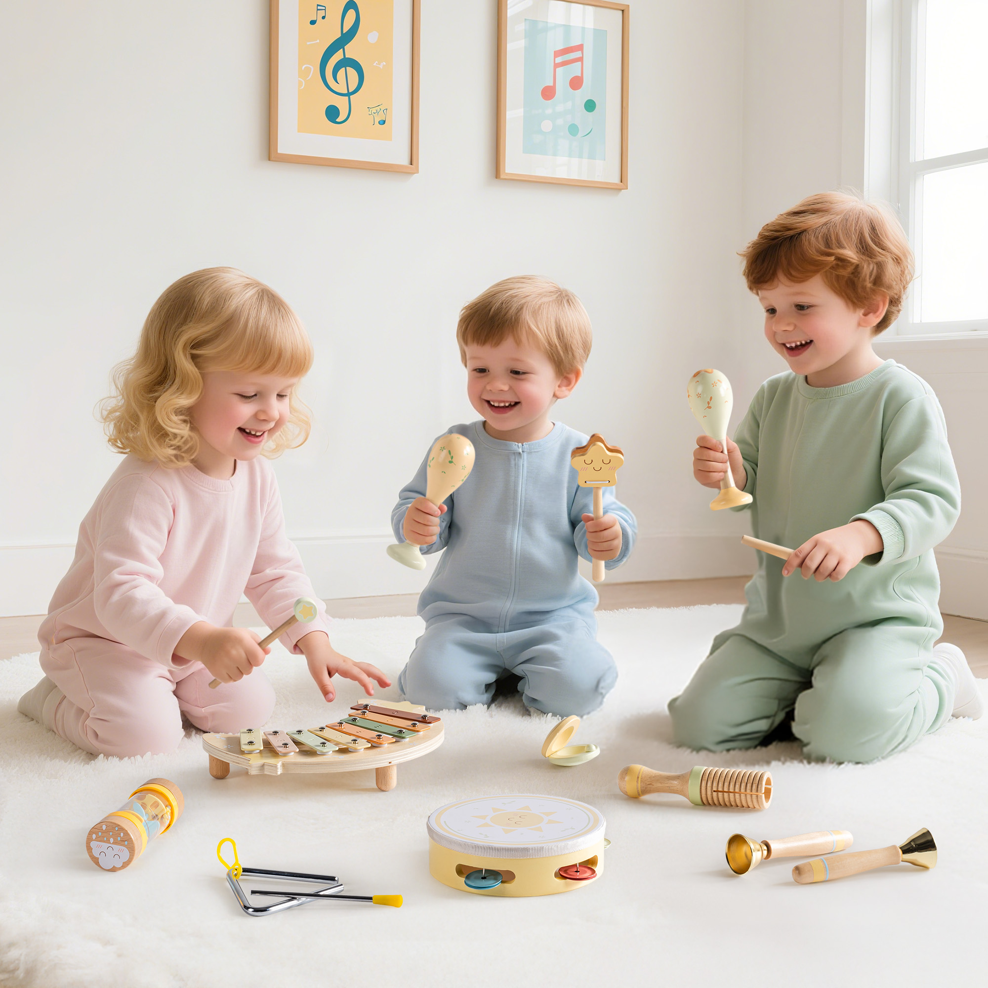 Robud Kids Drum Set for Toddlers Baby Music Instruments 7 in 1 Montessori Preschool Musical Toys, Drum, Xylophone, Tambourine, Birthday Gift for Kids Ages 1-6