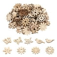 thumbnail image 2 of HCTSHG Unfinished Wooden Flower Cutouts, 100PCS Paintable Craft Blanks for Floral Ornaments, Kids Art Projects, and Scrapbooking Embellishments, 2 of 6