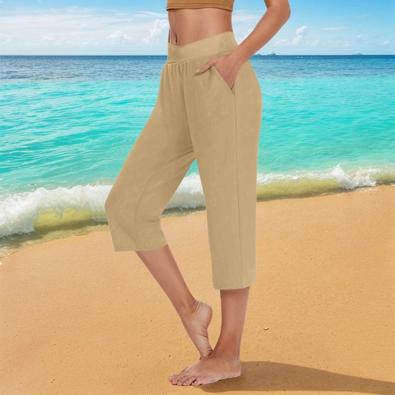 Women’s Pants Wide Straight Leg Baggy Pants Capri Slacks Casual Outfits Comfy Work Pants Dress Pants for Women