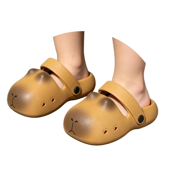 Djtdsds Kids Cat Face Closed-Toe Slide Sandals Soft Non- Shoes Color:Coffee,Size:13
