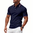 thumbnail image 2 of HAJWOH Summer Mens Polo Shirts Slim Fit Solid Short Sleeve Button Down T-Shirts Casual Quick Dry Breathable Athletic Tops, 2 of 5