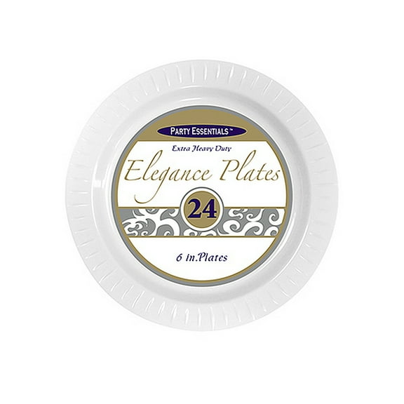 1 - Party Essentials 6" Elegance Dessert Plates - White 24 Ct.