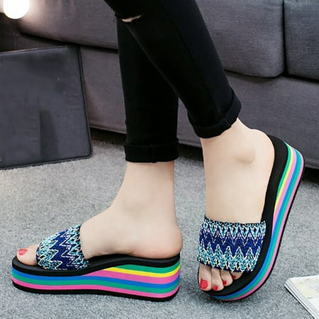 

ytjx slippers for women ladies bohemian wedges slippers causal beach shoes sandals
