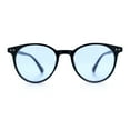 thumbnail image 3 of Hipster Thin Horn Rim Round Plastic Retro Normcore Sunglasses Black - Blue, 3 of 8