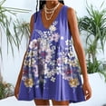 thumbnail image 2 of MIUOWANP Breathable A-Line Sleeveless V-Neck Dress for Women with Loose Pleats Daily Floral Print Casual Dress Size XXL(12)Blue, 2 of 5