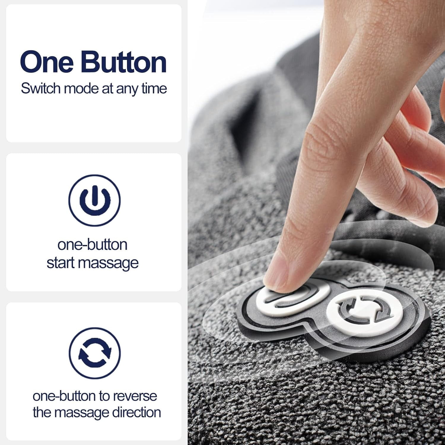 Viktor Jurgen Shiatsu Kneading Massager Pillow for Neck, Back and Shoulder with Heat, Micro Grey