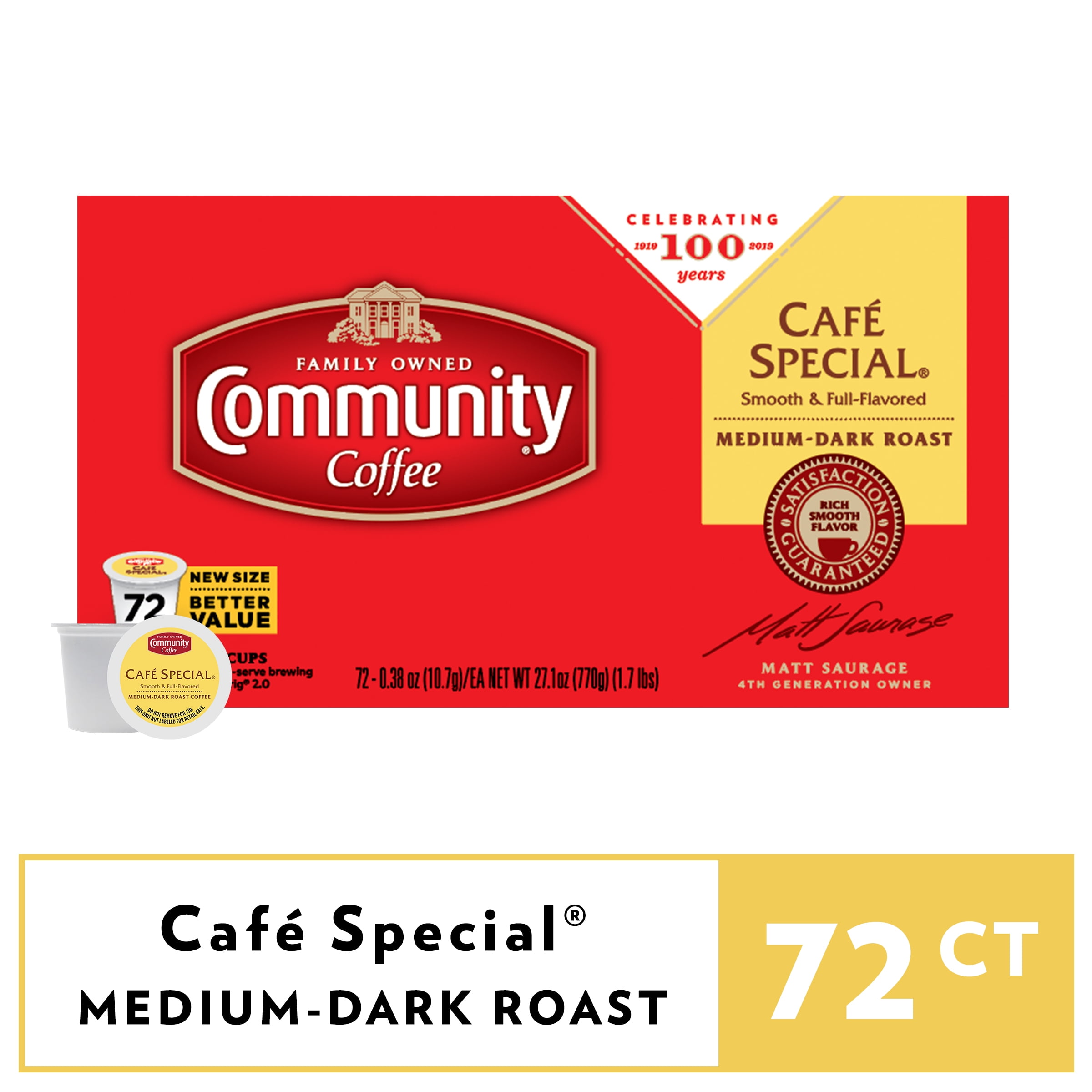 Community Coffee Cafe Special Single Serve Coffee Pods, 72 Count