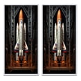 thumbnail image 2 of Designart "Reverent Rocketship I" Rocketship Framed Wall Art Set Of 2 - Coral Transportation Framed Canvas Set For Living Room Decor, 2 of 6