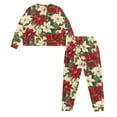thumbnail image 5 of Yuyamidu Poinsettia Nightwear for Women Pajama Set Pants and Pajamas Top Size S Christmas Long Sleeve Sleepwear Sets of 2 Jogger Yoga Casual Wear Outfits, 5 of 7
