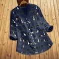 thumbnail image 2 of 2026 ! asdoklhq Long Sleeve T Shirts for Women,Women Casual Cat Print Long Sleeve V-Neck Button Loose Shirt Top Blouse, 2 of 4