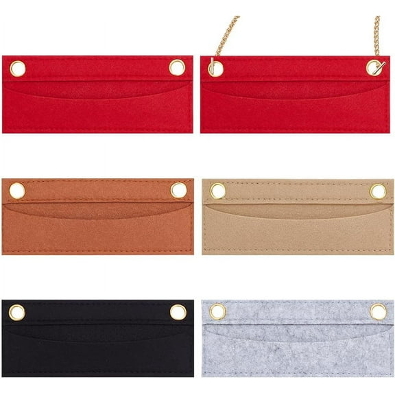 5 Colors Felt Purse Organizer Insert Handbag Felt Organizer Tote Bag Divider Pocket Inside Envelope Shaper with Eyelets for Clutch Conversion Insert Divider 2.76x6.7 Inch