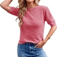 thumbnail image 2 of Short Sleeved Women Hollow-out Casual Crew Neck Knit Sweater Tops, 2 of 7