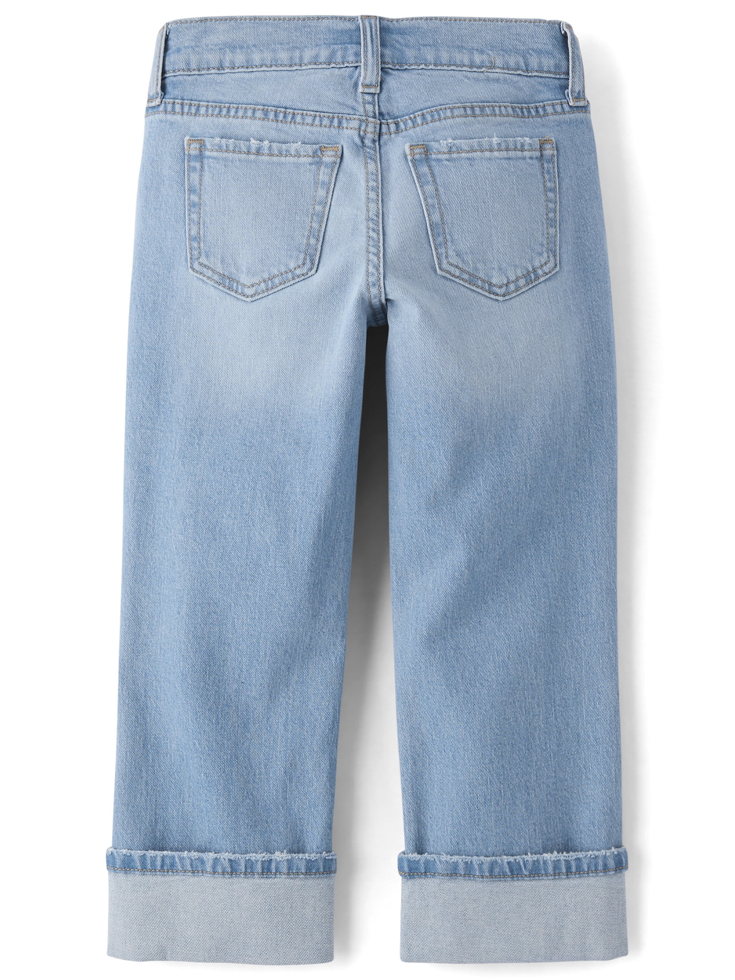 The Children's Place Girls Ripped Roll Cuff 90s Straight Jeans, Sizes 4-16
