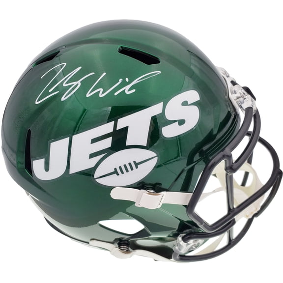 Zach Wilson Autographed New York Jets Green Full Size Replica Speed Helmet Beckett BAS QR 194726