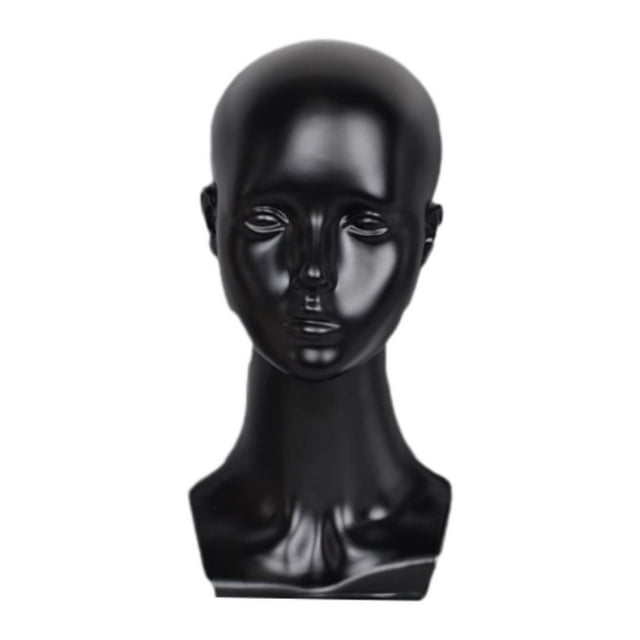 Cabeza de maniquí para peluquería y peluquería. negro