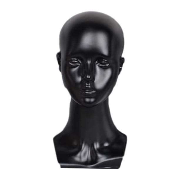 Cabeza de maniquí para peluquería y peluquería. negro