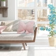 thumbnail image 5 of Soft Fleece Decorative Pillow with Bow, Pink and White (2 Count), 5 of 12