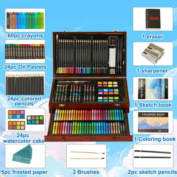 KINSPORY 148 pack Deluxe Wooden Drawing Painting Art Set, Gift for