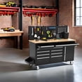 thumbnail image 2 of EastVita Tool Box 61 Inch 10 Drawer Storage Cabinet with Rubberwood Work Surface Rolling Steel Tool Organizer for Professional Workshop and Home Garage Black, 2 of 6
