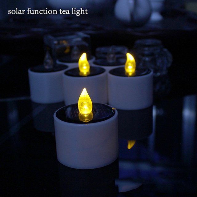 2 Unidades LED para Llama de lámpara de Té por Energía Solar Decoración de Partido Boda Hogar BLESIY Velas de té eléctricas