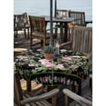thumbnail image 2 of Outdoor Tablecloths with Umbrella Hole & Zipper, Black Spring Floral Round Tablecloth 54 Inch, Elegant Pastoral Flowers Birds Watercolor Waterproof Table Cloth, Patio/Pool/Picnic Table Covers, 2 of 8