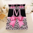 thumbnail image 5 of Erosebridal Leopard Print Personalized Gifts Queen Sheet Sets,Cute Bow Theme Alphabet M Bed Set For Adult Women 4-Piece, 5 of 6