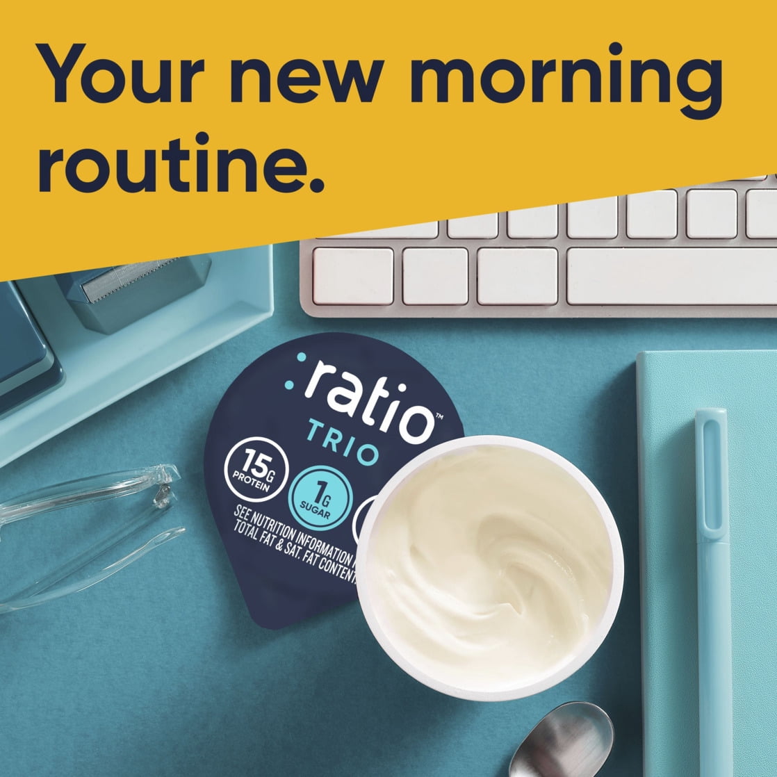 Ratio Trio Yogurt Cultured Dairy Snack, Vanilla, 1g Sugar, Keto Yogurt Alternative, 5.3 oz