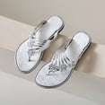 thumbnail image 3 of Dakaela Women's Flip Flops Rhinestone Comfort Thong Slide Sandals 2025 Fashion Summer Beach Flat Shoes, 3 of 5