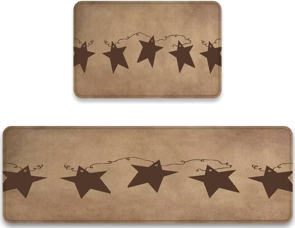 Farmhouse Kitchen Mat Set of 2 Rusty Stars Rusty Stars Vintage