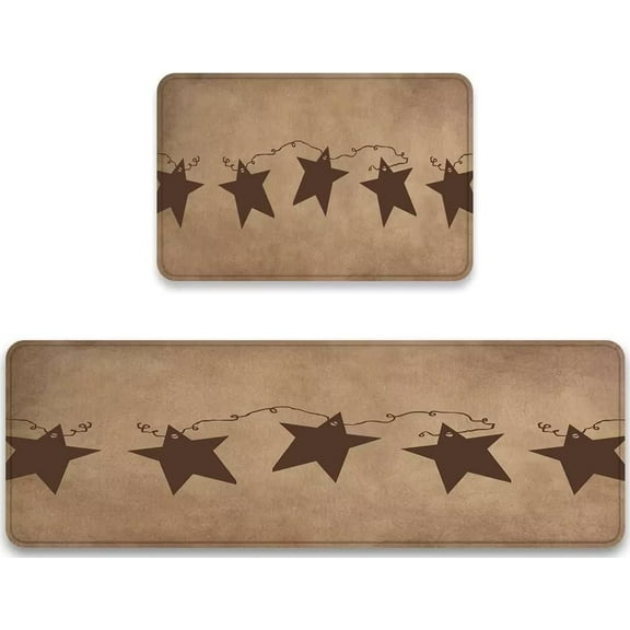 Farmhouse Kitchen Mat Set of 2 Rusty Stars Rusty Stars Vintage Primitive Country Rustic Texas Star Floor Mats Non Slip Doormat Washable Kitchen Rug and Mats Anti Fatigue Cushion Area Runner Rugs