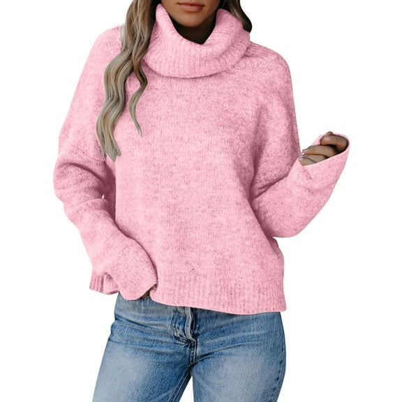 Womens Sweaters Long Sleeve Fall Winter Casual Tops Turtleneck Lightweight Soft Sweaters Fashion Pullover Loose Tunic Winter Clothes