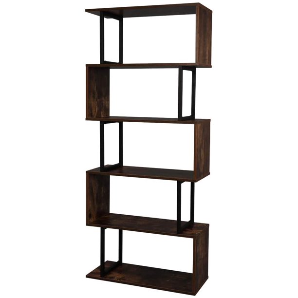 Bookshelf 5 Tier Bookcase S Shaped Bookshelf Free Standing Display Storage Shelves Decor Furniture For Living Room Home Office Vintage Walmart Com Walmart Com