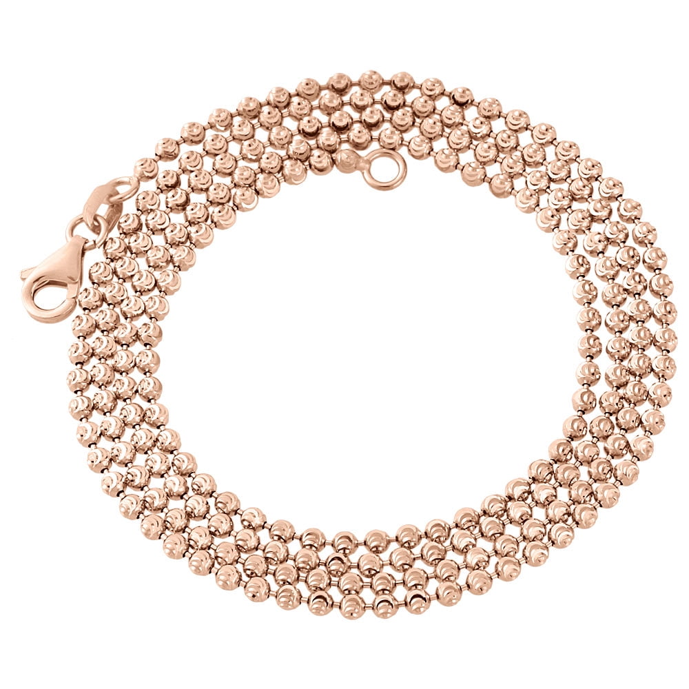 10K Rose Gold 2MM Moon Cut Italian 