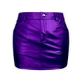 thumbnail image 4 of IWRICH Women's Metallic Shiny Skirts Y2k Low Waist Sparkly Rave Bodycon Mini Skirts with Pockets Dark Purple L, 4 of 4