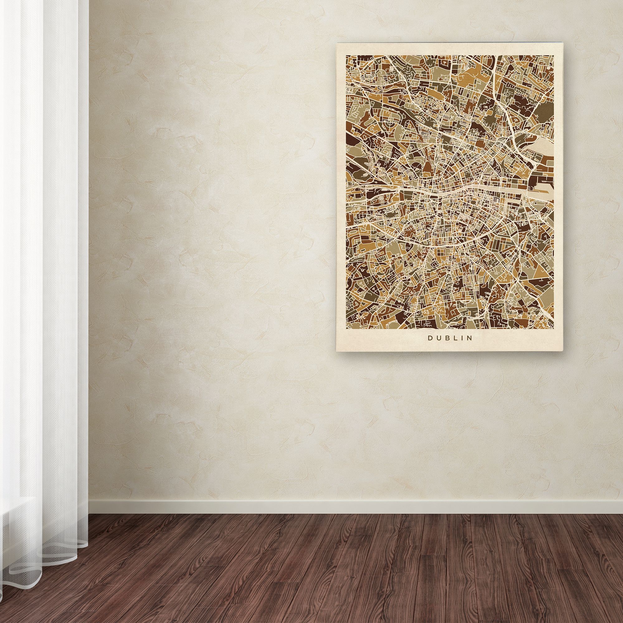 Trademark Fine Art 'Dublin Ireland City Map VII' Canvas Art by Michael Tompsett