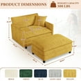 thumbnail image 2 of FFH Oversized Accent Chair with Ottoman, Lounge Chair Chenille Armchair Indoor, Cloud Sofa Chair for Living Room, Bedroom, Yellow, 2 of 7
