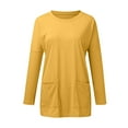 thumbnail image 4 of Baqcunre Women's Sweaters Womens Long Sleeve Sweatshirts Color Block Crewneck Sweaters Tunic Tops Crewneck Sweatshirts Womens Tops Yellow XXL, 4 of 4