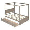 thumbnail image 3 of Yesfashion Wooden Canopy Bed With Headboard Footboard 8 Wood Slat Support Space Saving Heavy Duty Platform Beds (79.5"L x 56.9"W x 71.2"H), 3 of 9